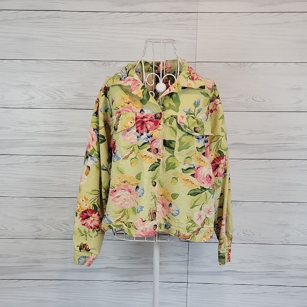 Garden Gear Cotton Floral Button-Up Jacket Womens Size L / XL
